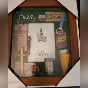 Mancave Wood Shadowbox Frame. Holds 4x6 Photo. New in Box. See Description.